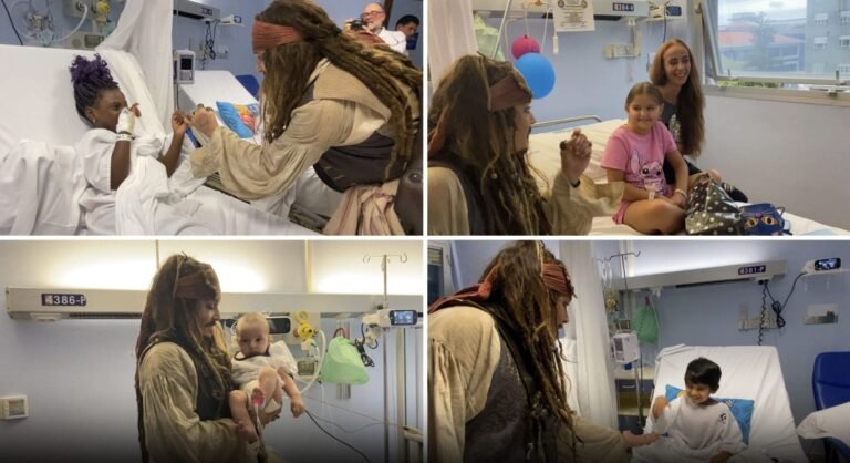 Johnny Depp visits children’s hospital dressed as Jack Sparrow