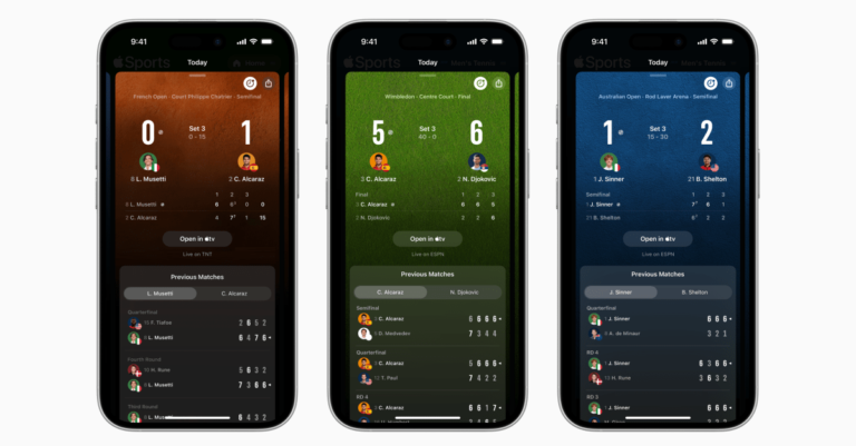Apple’s sports app now shows tennis scores